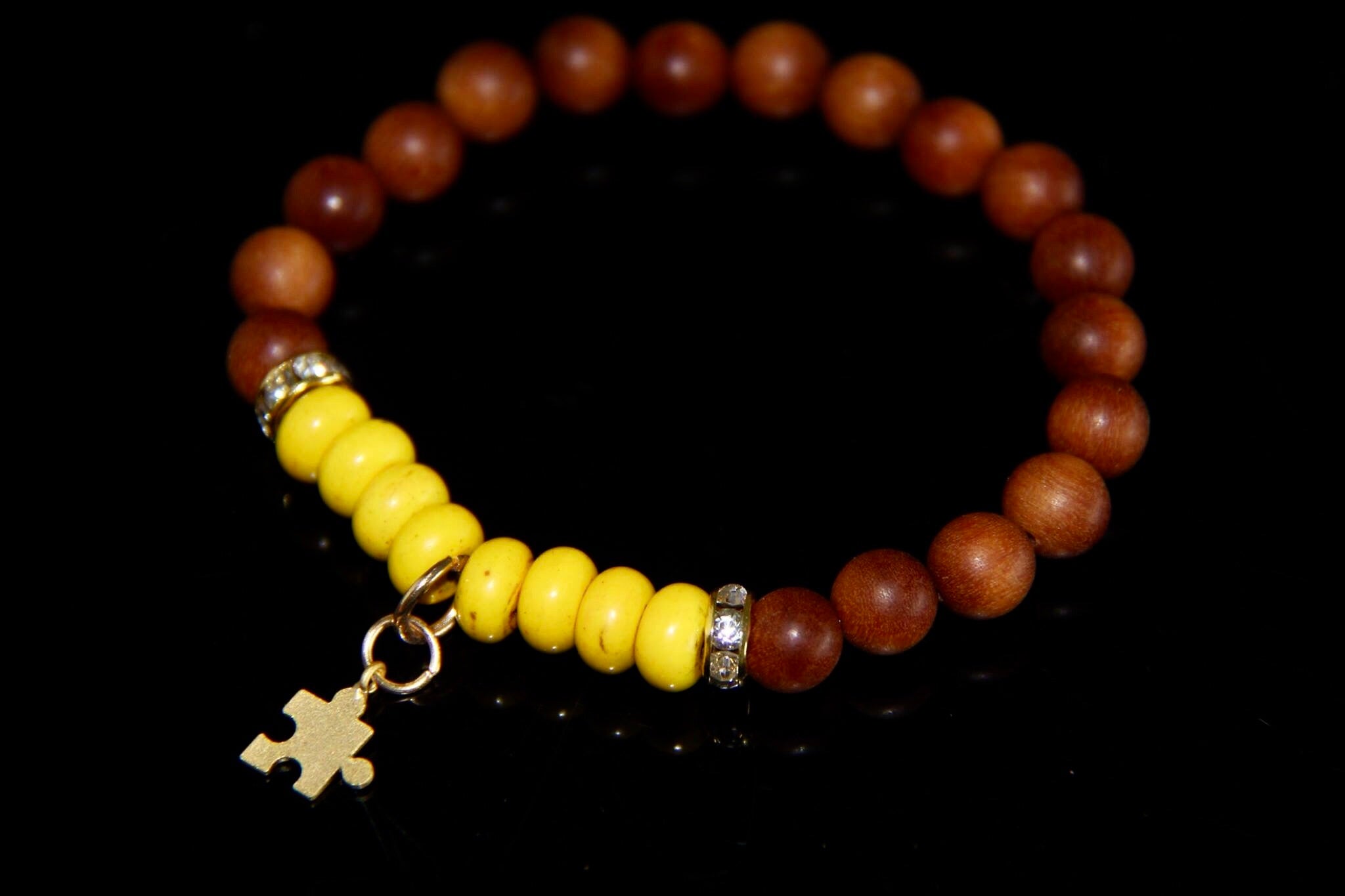 Autism awareness bracelet with gold charm