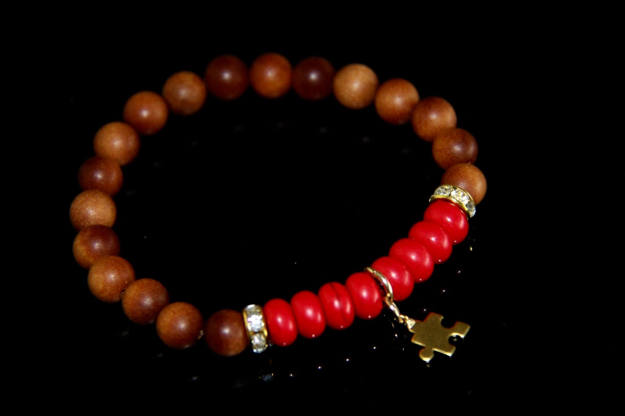 Autism awareness bracelet with gold charm