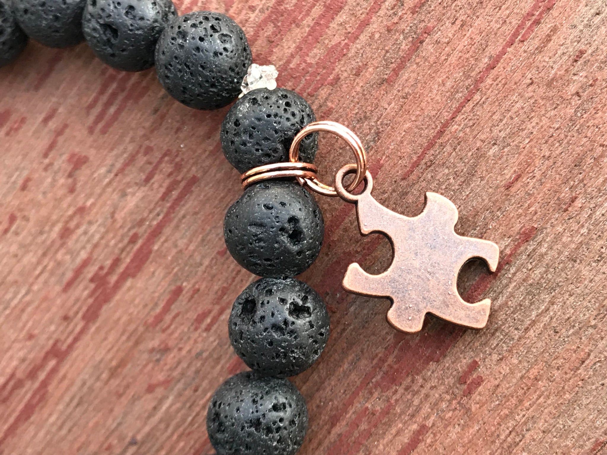 Men’s lava rock autism awareness bracelet