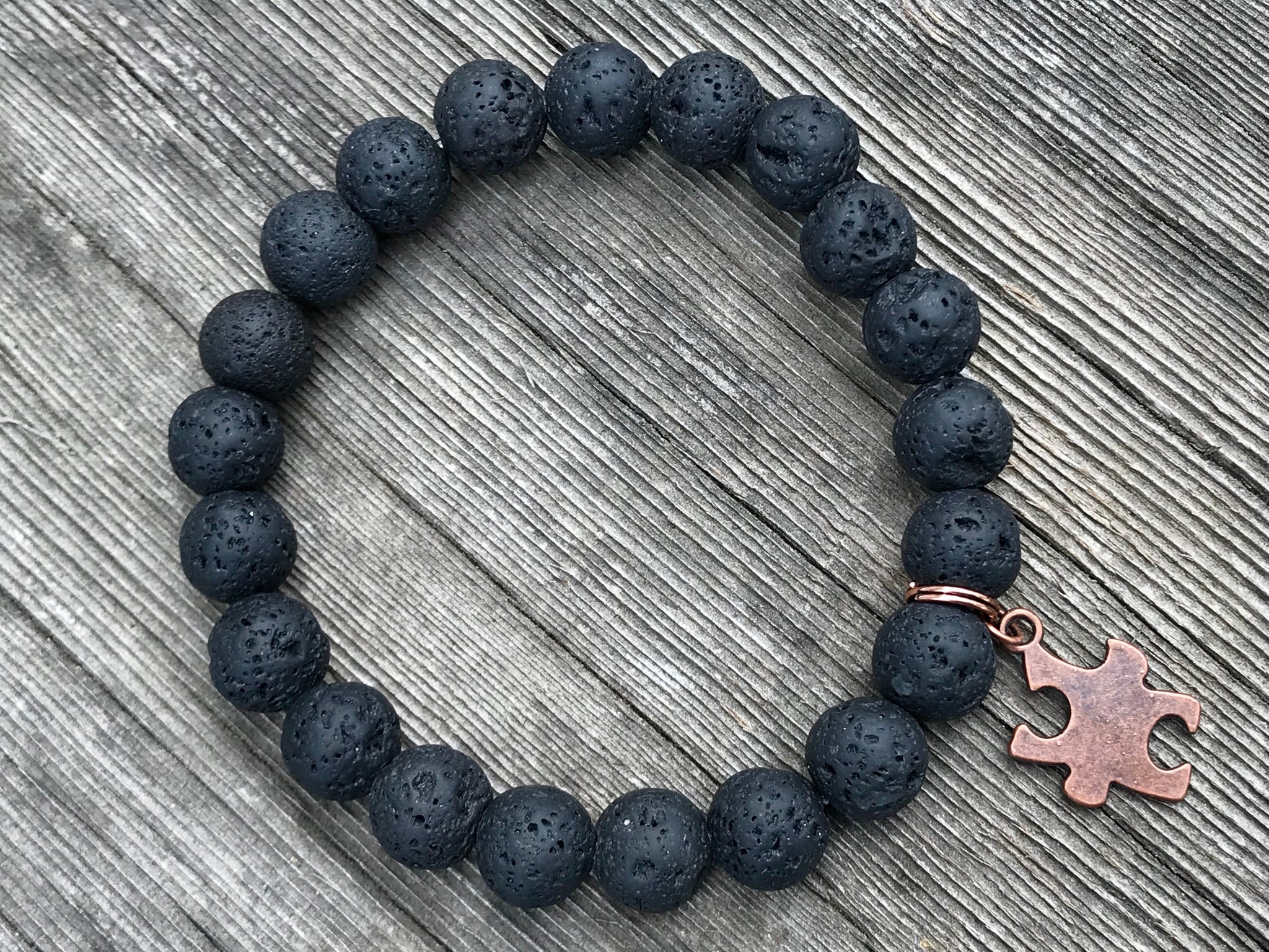 Men’s lava rock autism awareness bracelet
