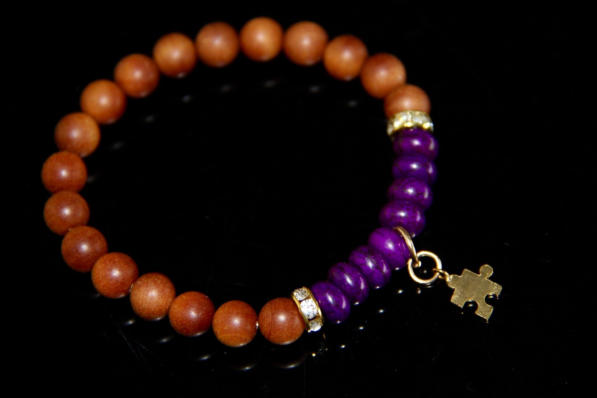 Autism awareness bracelet with gold charm