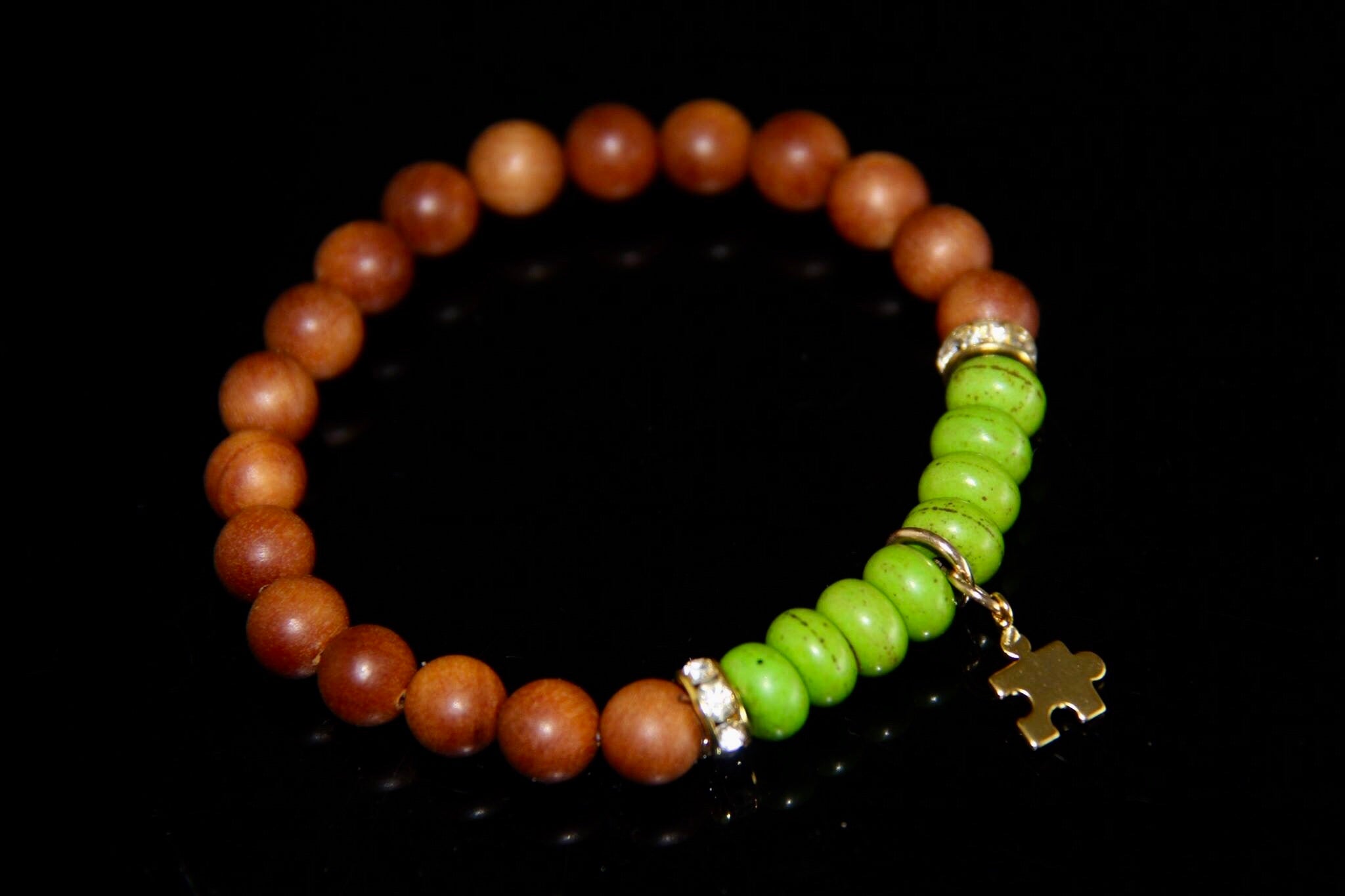 Autism awareness bracelet with gold charm