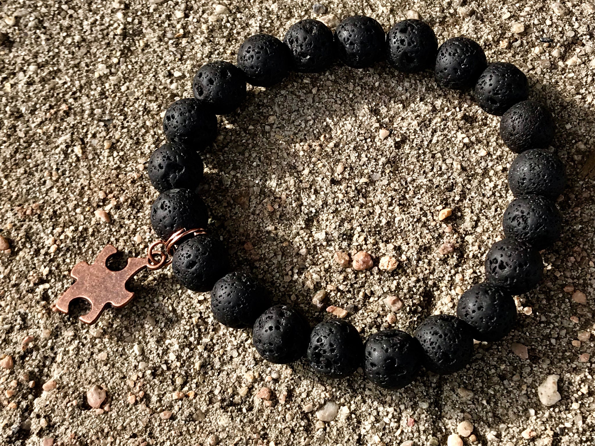 Men’s lava rock autism awareness bracelet