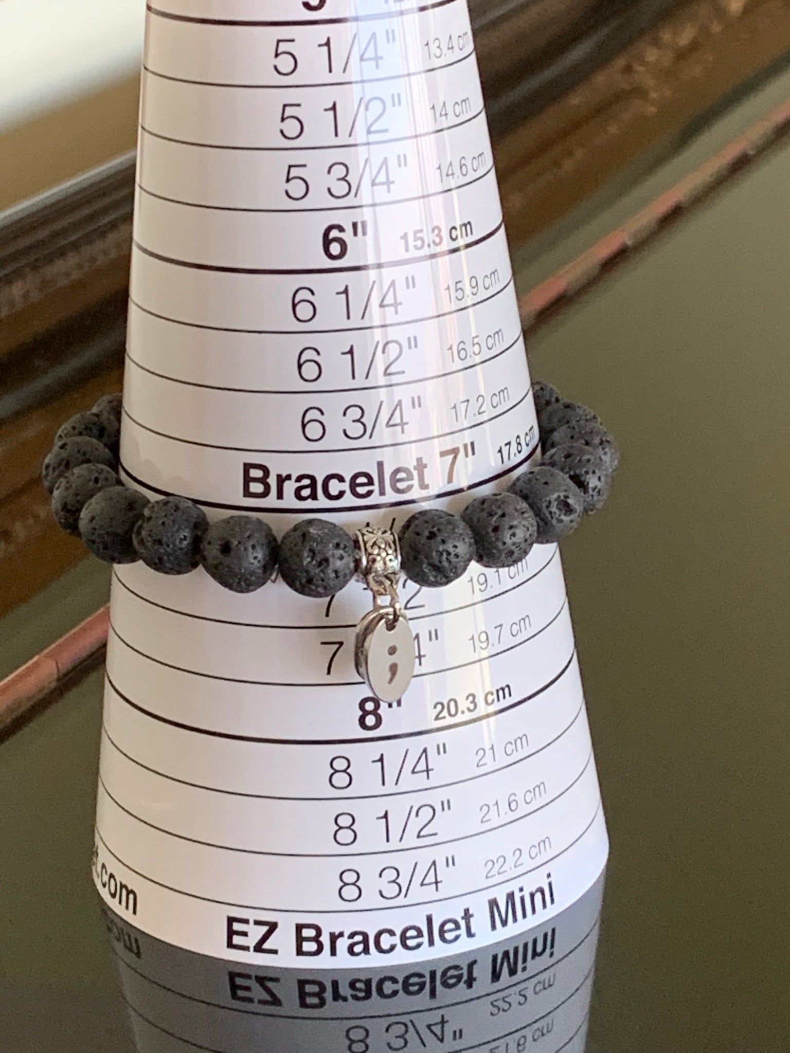 Semicolon charm lava bracelets