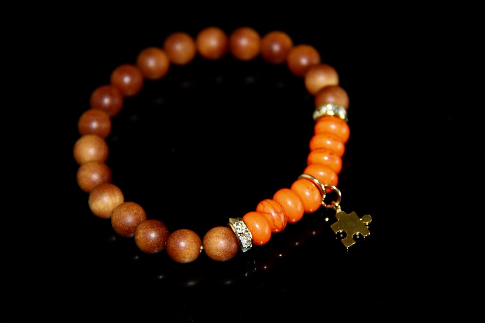 Autism awareness bracelet with gold charm