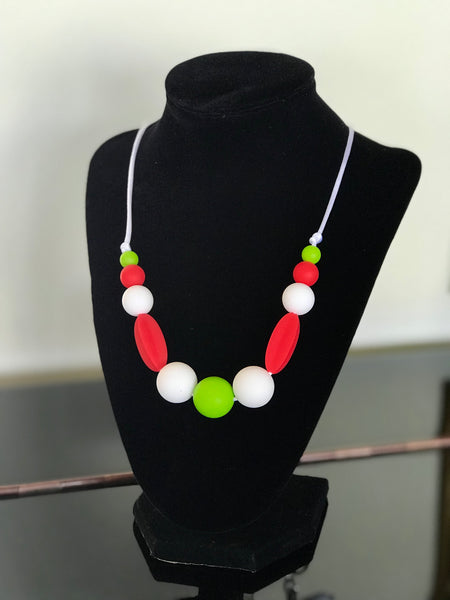 Chewy Neckalce - Red Green White colors