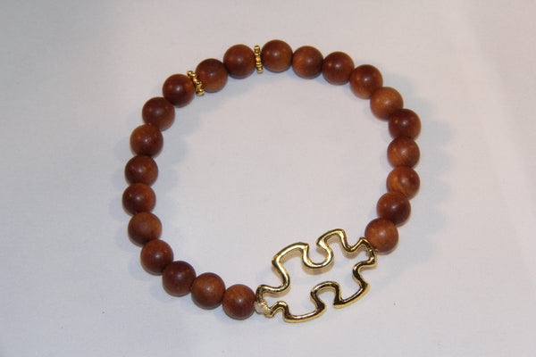 Sandalwood beads Autism charm