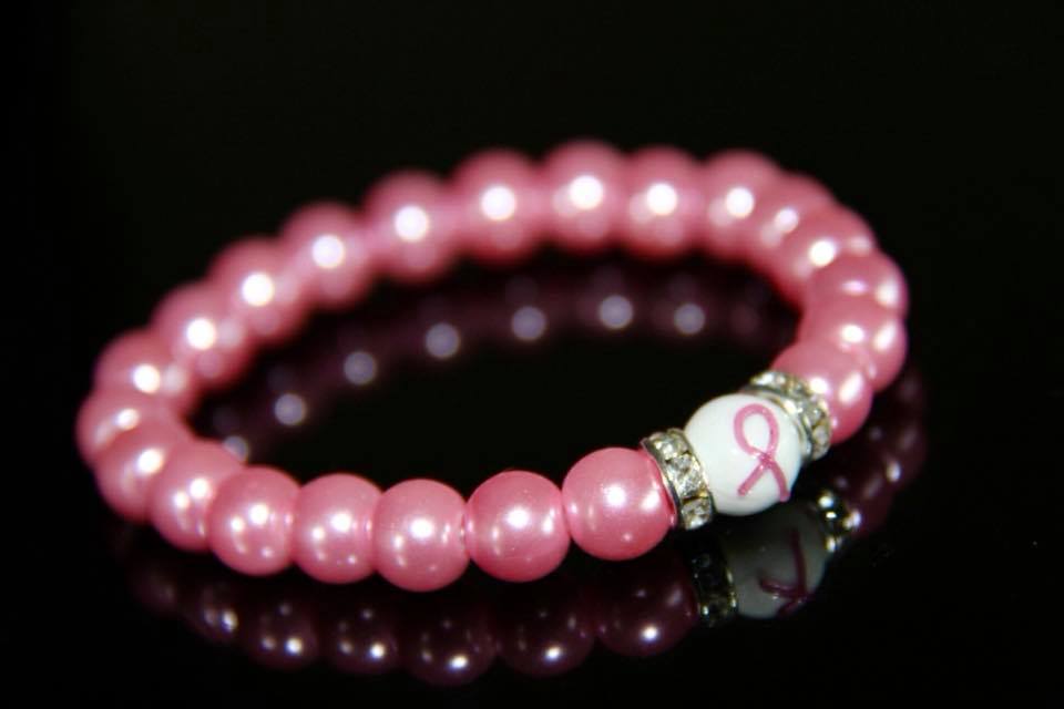 Pink glass pearl beads bracelet