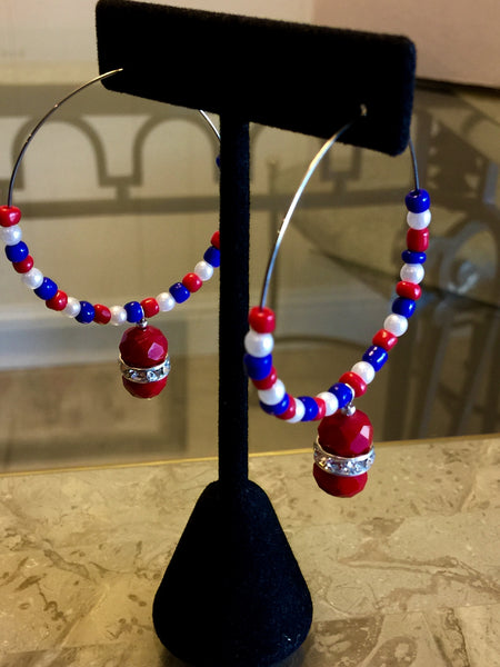 Bali Style red, white & blue colored beads