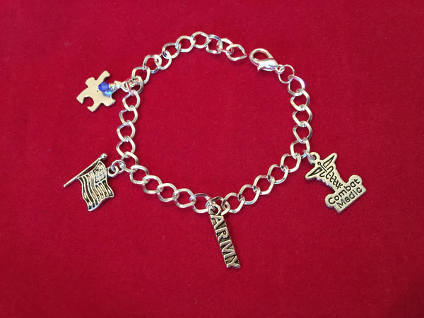 Army Autism silver bracelet