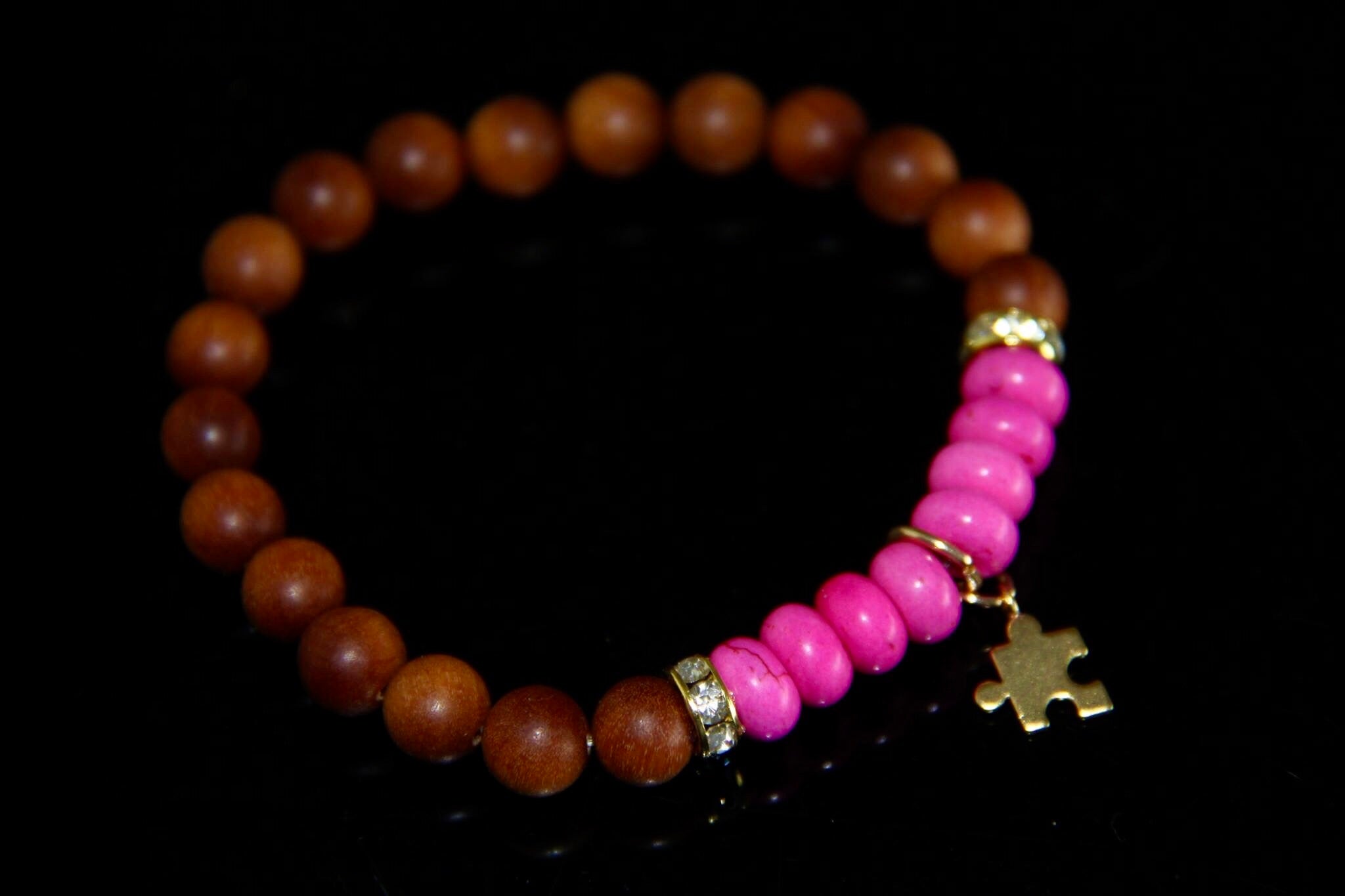 Autism awareness bracelet with gold charm
