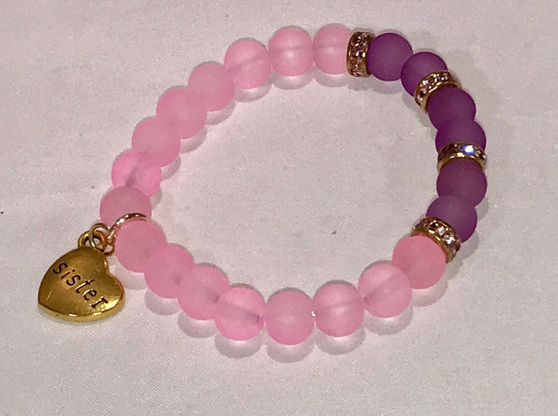Pink & purple sea glass beads