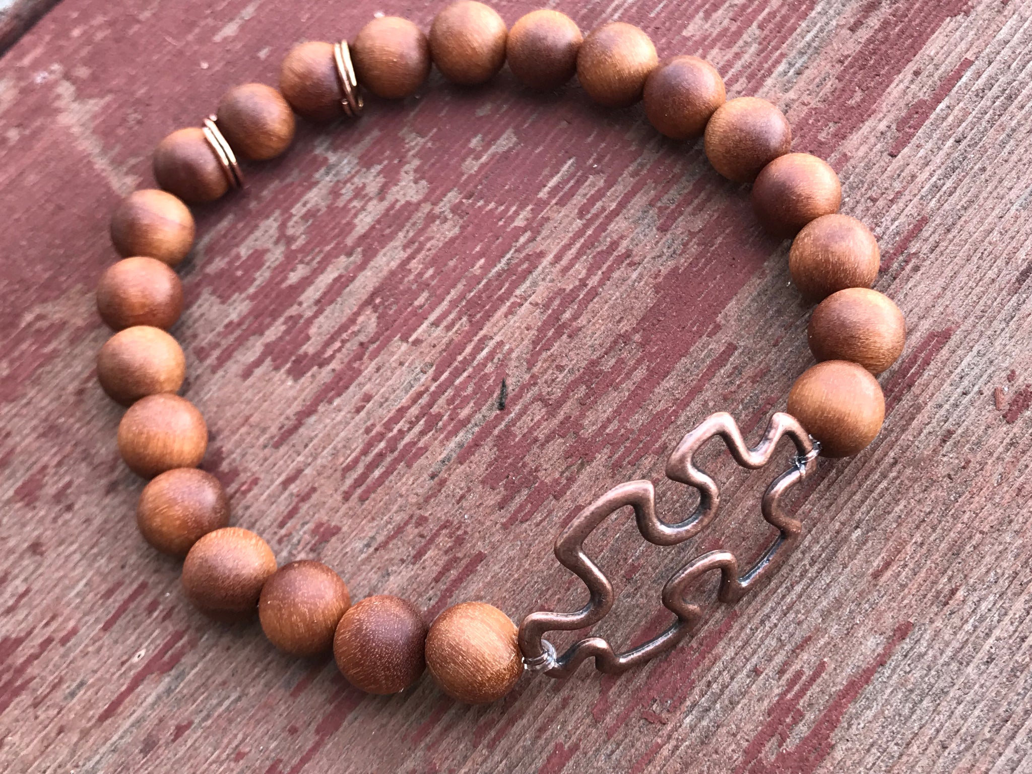 Sandalwood beads Autism charm