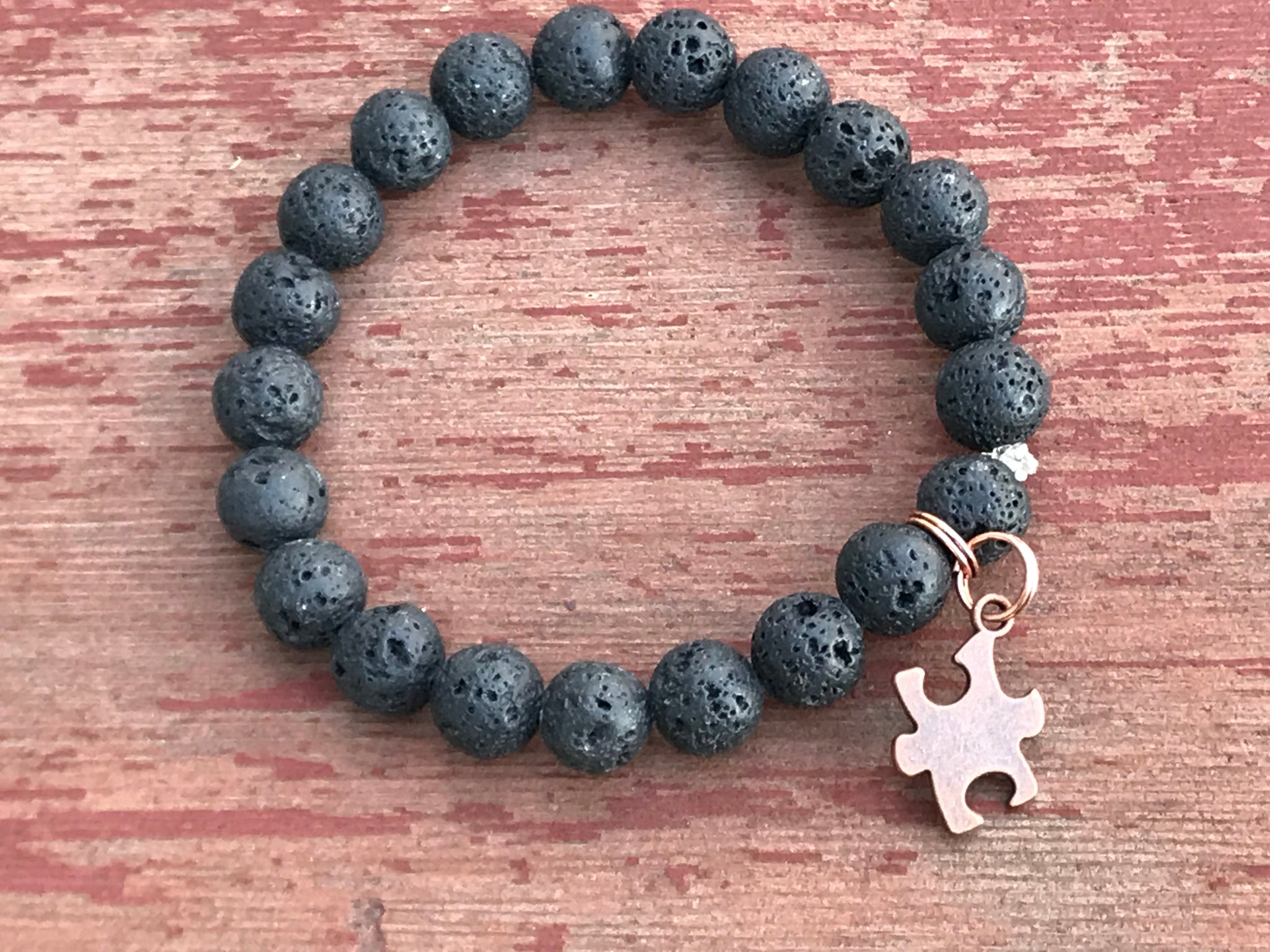 Men’s lava rock autism awareness bracelet