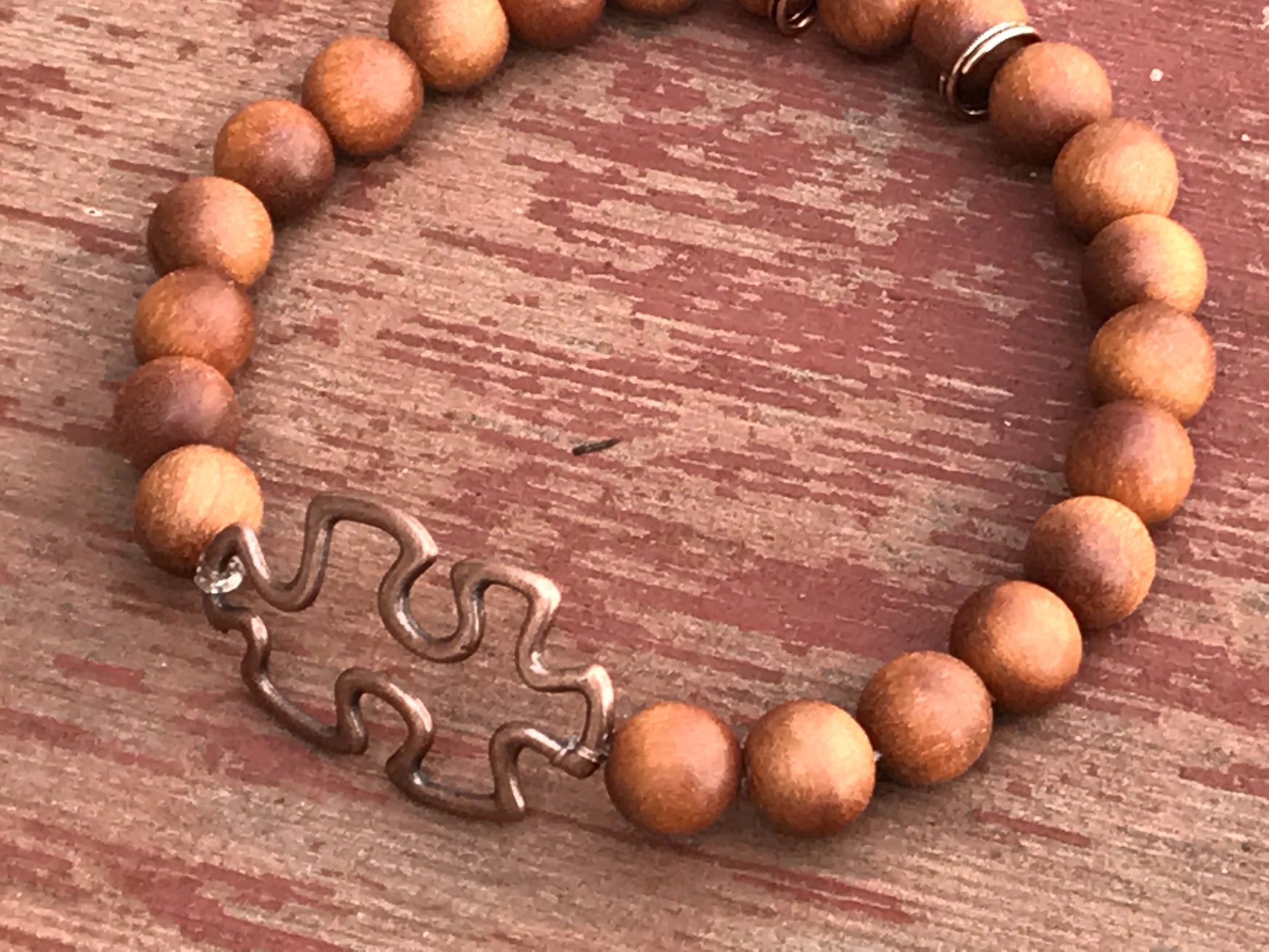 Sandalwood beads Autism charm