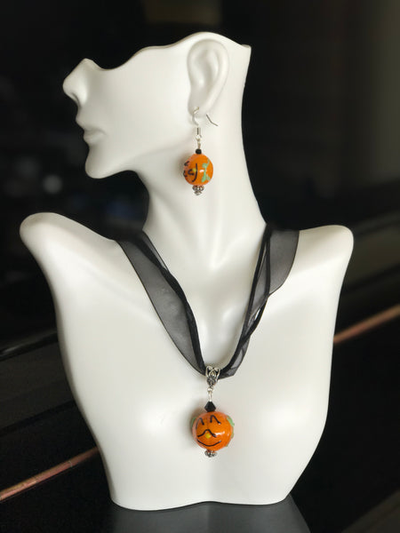 Beautiful glass pumpkin beads set thanksgiving